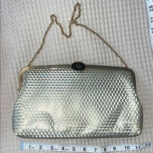 Vintage Dior Elegant White Clutch with Gold Chain